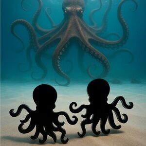 Black Octopus Earrings